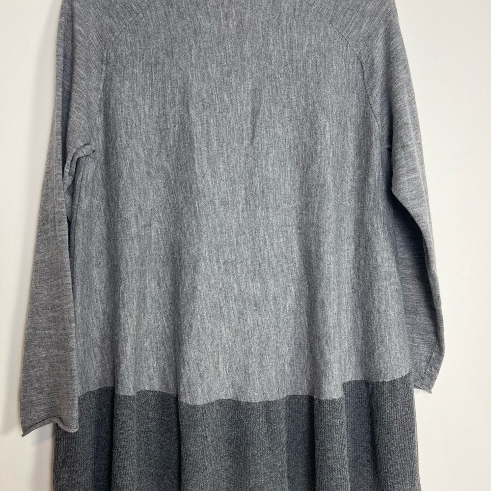 Eileen Fisher Merino Wool Colorblock Tunic Sweater – Gray (Size L) - Picture 2 of 6